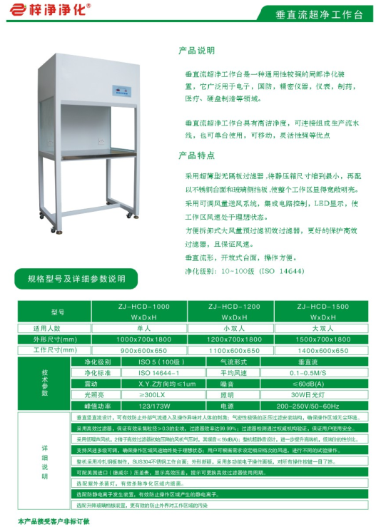 “梓凈”牌垂直流超凈工作臺技術參數 “梓凈”牌垂直流超凈工作臺技術參數
